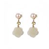 925 Silver Plated Gold Jade Flower Earrings 925 Silver Plated Gold Jade Flower Earrings