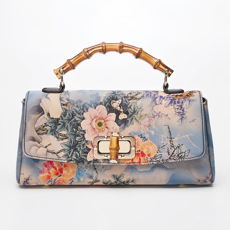 Umhängetasche mit Blumenmuster und Bambusgriff Flower Pattern Bamboo Handle Crossbody Bag