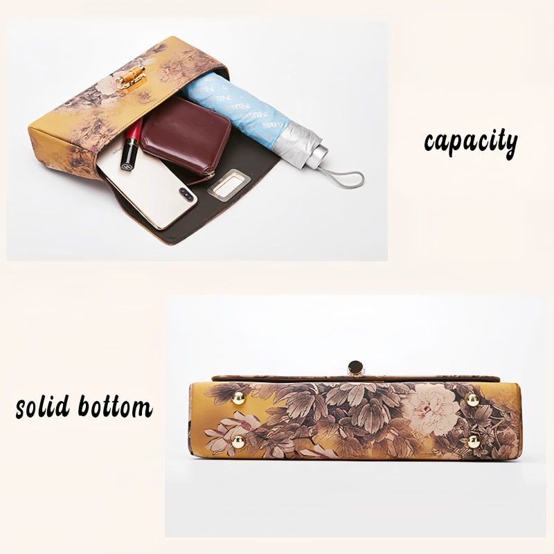 Umhängetasche mit Blumenmuster und Bambusgriff Flower Pattern Bamboo Handle Crossbody Bag