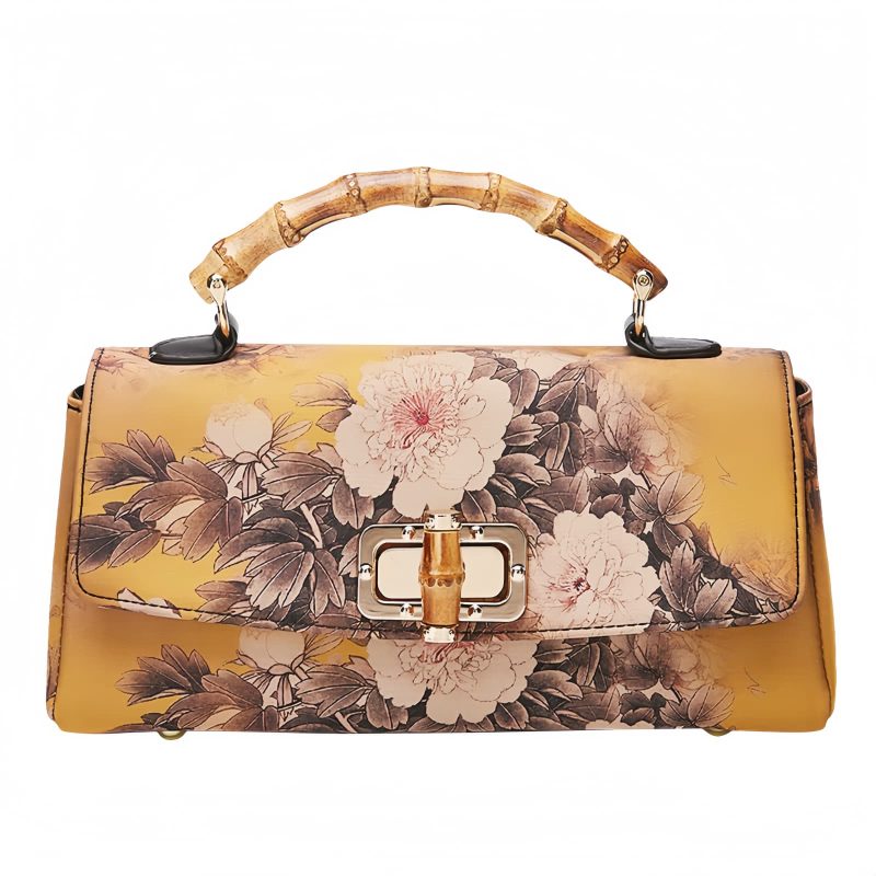 Umhängetasche mit Blumenmuster und Bambusgriff Flower Pattern Bamboo Handle Crossbody Bag