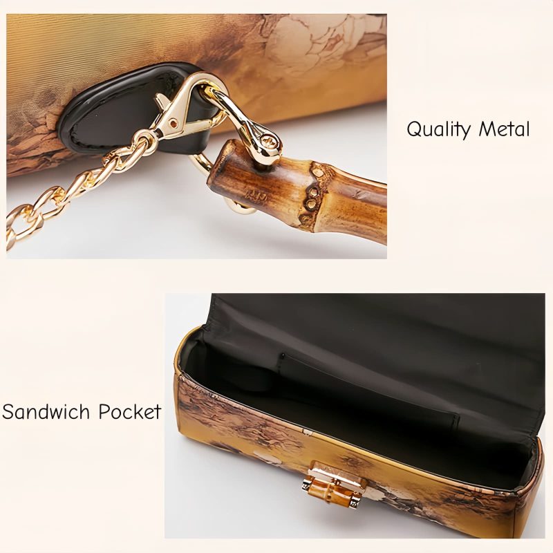Umhängetasche mit Blumenmuster und Bambusgriff Flower Pattern Bamboo Handle Crossbody Bag