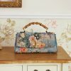 Umhängetasche mit Blumenmuster und Bambusgriff Flower Pattern Bamboo Handle Crossbody Bag