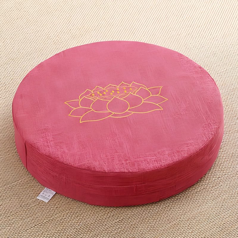 Lotus Embroidery Cotton Linen Meditation Cushion Lotus Embroidery Cotton Linen Meditation Cushion