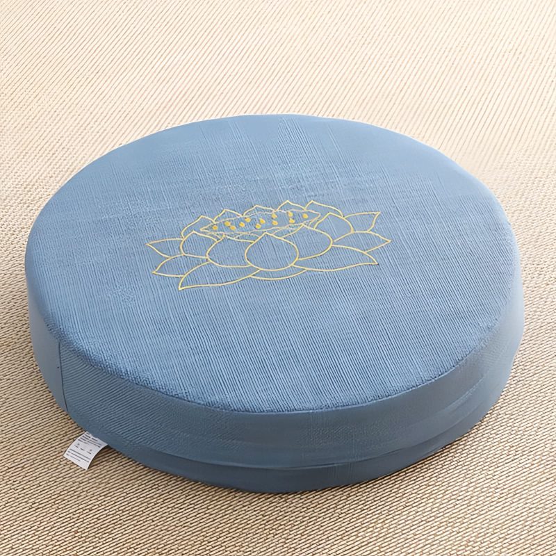 Lotus Embroidery Cotton Linen Meditation Cushion Lotus Embroidery Cotton Linen Meditation Cushion
