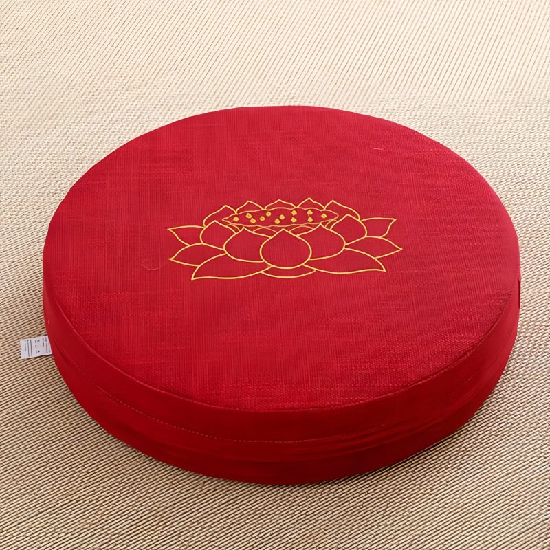 Lotus Embroidery Cotton Linen Meditation Cushion Lotus Embroidery Cotton Linen Meditation Cushion