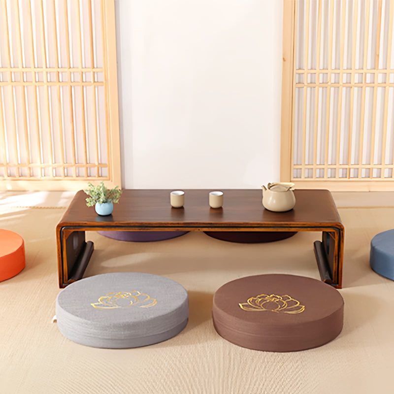 Lotus Embroidery Cotton Linen Meditation Cushion Lotus Embroidery Cotton Linen Meditation Cushion
