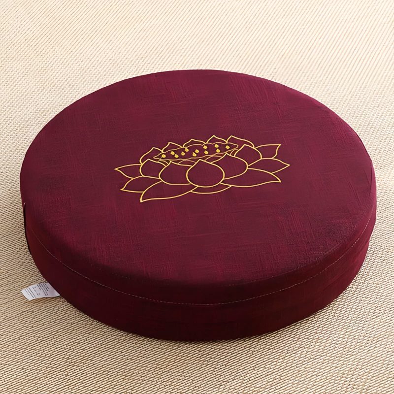 Lotus Embroidery Cotton Linen Meditation Cushion Lotus Embroidery Cotton Linen Meditation Cushion