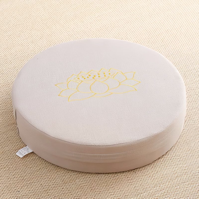 Lotus Embroidery Cotton Linen Meditation Cushion Lotus Embroidery Cotton Linen Meditation Cushion