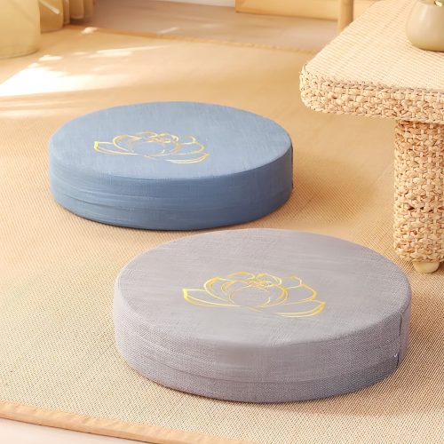 Lotus Embroidery Cotton Linen Meditation Cushion