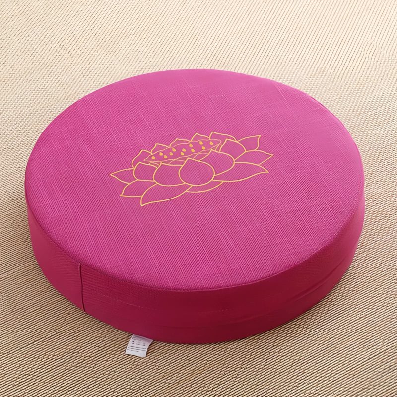 Lotus Embroidery Cotton Linen Meditation Cushion Lotus Embroidery Cotton Linen Meditation Cushion