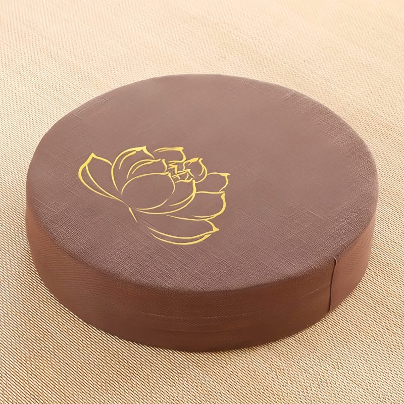 Lotus Embroidery Cotton Linen Meditation Cushion Lotus Embroidery Cotton Linen Meditation Cushion