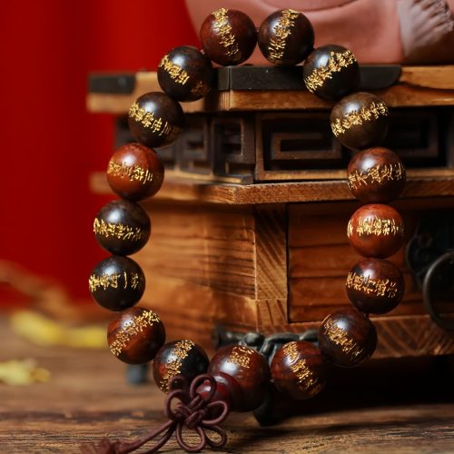 Tibetisches Rosenholz-Armband mit Herz-Sutra Tibetisches Rosenholz-Armband mit Herz-Sutra