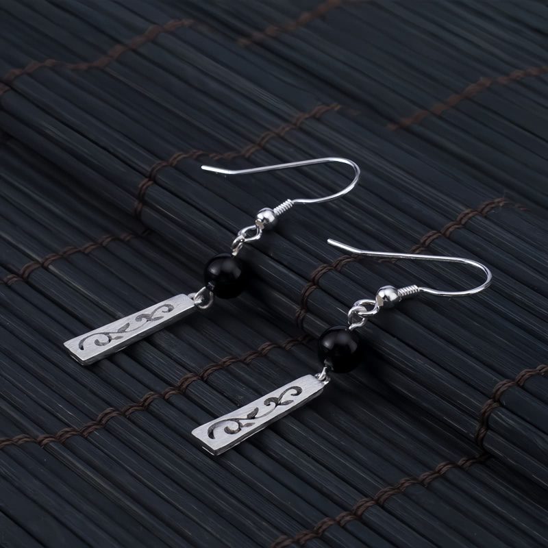 925 Silver Black Onyx Protection Earrings 925 Silver Black Onyx Protection Earrings