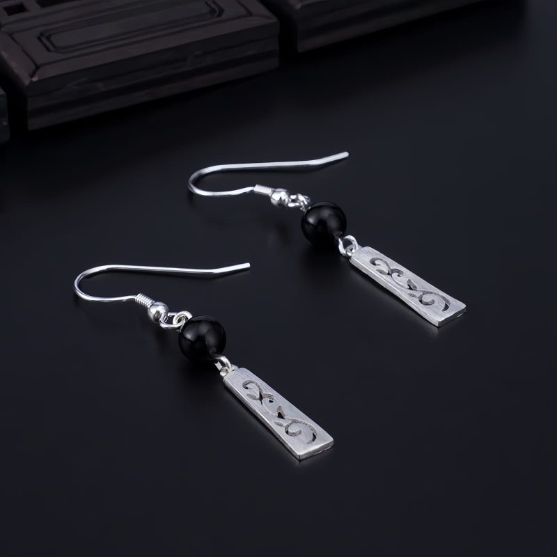 925 Silver Black Onyx Protection Earrings 925 Silver Black Onyx Protection Earrings