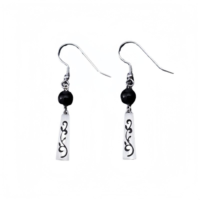 925 Silver Black Onyx Protection Earrings 925 Silver Black Onyx Protection Earrings