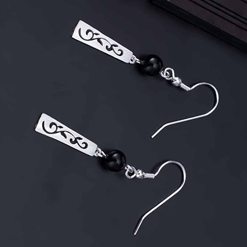 925 Silver Black Onyx Protection Earrings 925 Silver Black Onyx Protection Earrings