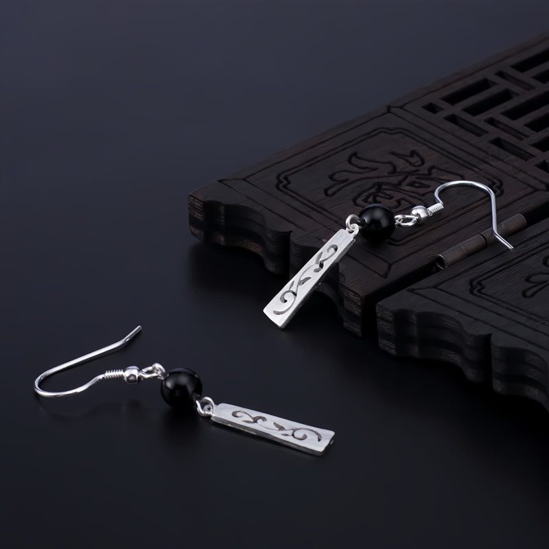 925 Silver Black Onyx Protection Earrings 925 Silver Black Onyx Protection Earrings