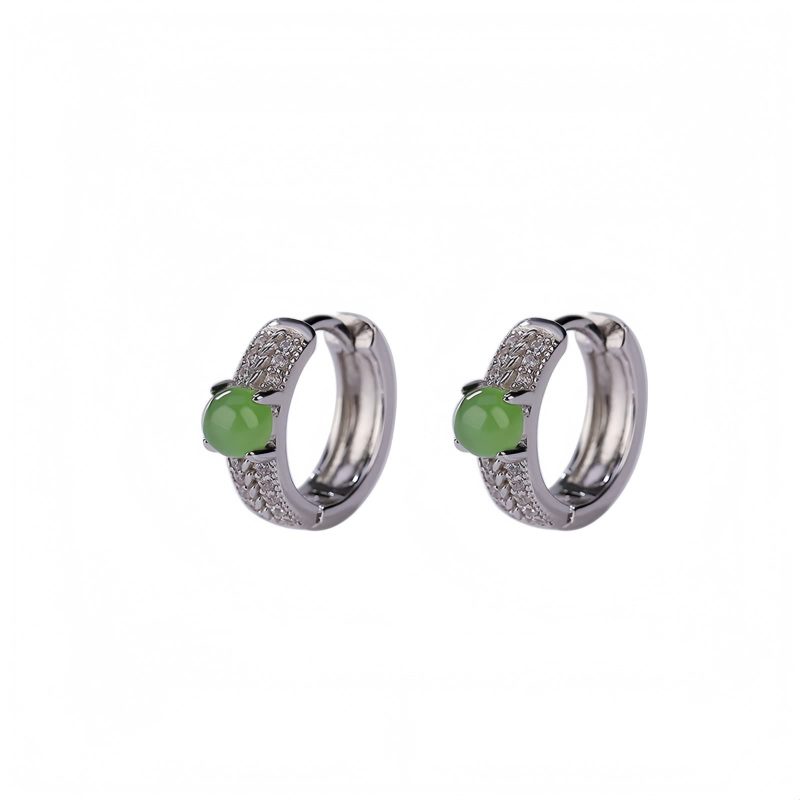925 Silver Round Cyan Jade Success Earrings 925 Silver Round Cyan Jade Success Earrings