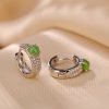 925 Silver Round Cyan Jade Success Earrings 925 Silver Round Cyan Jade Success Earrings