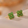 Vierblättriges Kleeblatt Ohrstecker aus 925er Silber & Gold 925 Silver Gold Four Leaf Clover Earrings