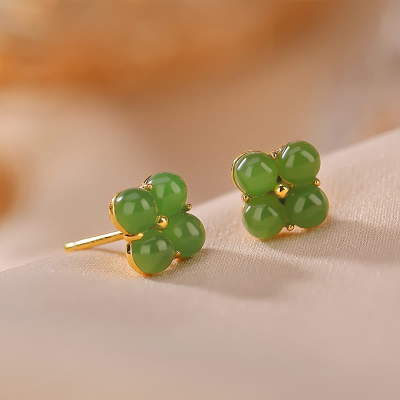 Vierblättriges Kleeblatt Ohrstecker aus 925er Silber & Gold 925 Silver Gold Four Leaf Clover Earrings