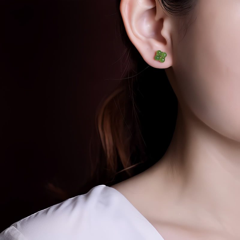 Vierblättriges Kleeblatt Ohrstecker aus 925er Silber & Gold 925 Silver Gold Four Leaf Clover Earrings