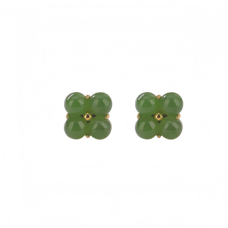 Vierblättriges Kleeblatt Ohrstecker aus 925er Silber & Gold 925 Silver Gold Four Leaf Clover Earrings