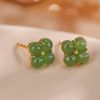 Vierblättriges Kleeblatt Ohrstecker aus 925er Silber & Gold 925 Silver Gold Four Leaf Clover Earrings