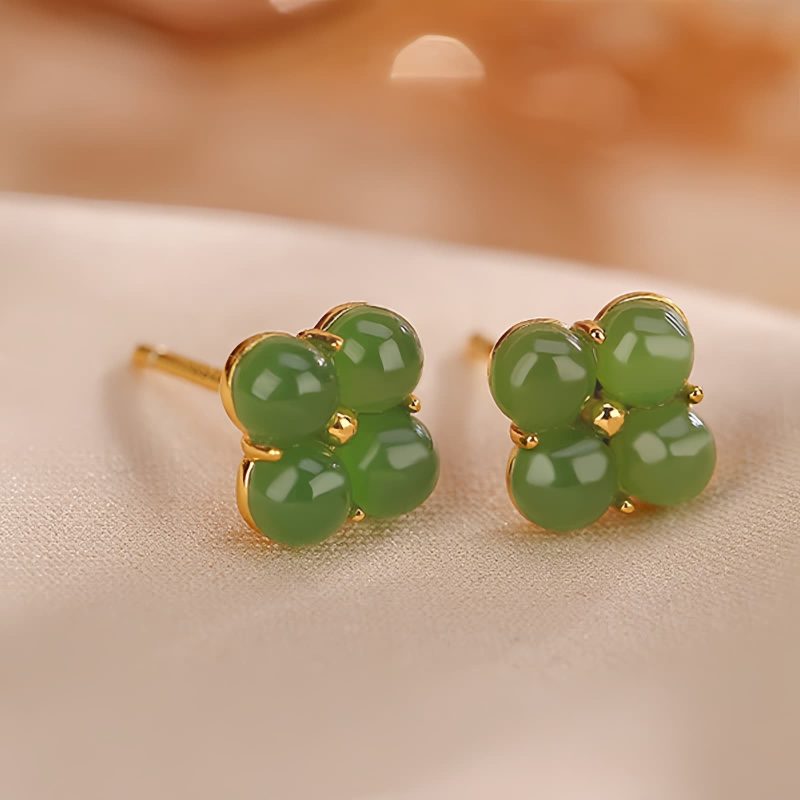 Vierblättriges Kleeblatt Ohrstecker aus 925er Silber & Gold 925 Silver Gold Four Leaf Clover Earrings