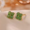 Vierblättriges Kleeblatt Ohrstecker aus 925er Silber & Gold 925 Silver Gold Four Leaf Clover Earrings