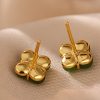 Vierblättriges Kleeblatt Ohrstecker aus 925er Silber & Gold 925 Silver Gold Four Leaf Clover Earrings