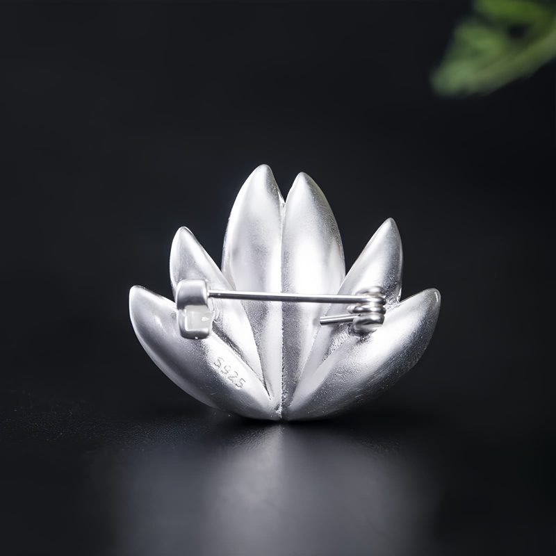 925 Silver Lotus Flower Pearl Brooch 925 Silver Lotus Flower Pearl Brooch
