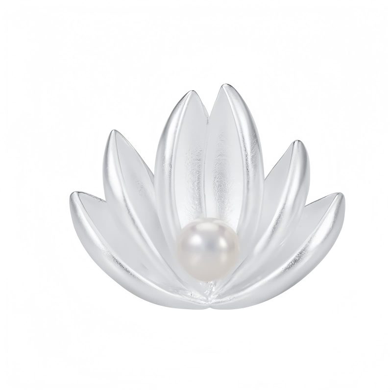925 Silver Lotus Flower Pearl Brooch 925 Silver Lotus Flower Pearl Brooch