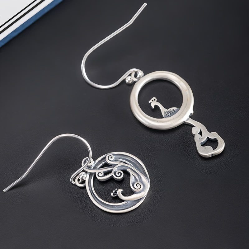 925 Silver Asymmetric Peacock Earrings 925 Silver Asymmetric Peacock Earrings