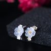 Pendientes de Flor de Ciruelo en Plata 925 925 Silver Plum Blossom Blessing Earrings