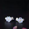 Pendientes de Flor de Ciruelo en Plata 925 925 Silver Plum Blossom Blessing Earrings