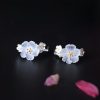 Pendientes de Flor de Ciruelo en Plata 925 925 Silver Plum Blossom Blessing Earrings