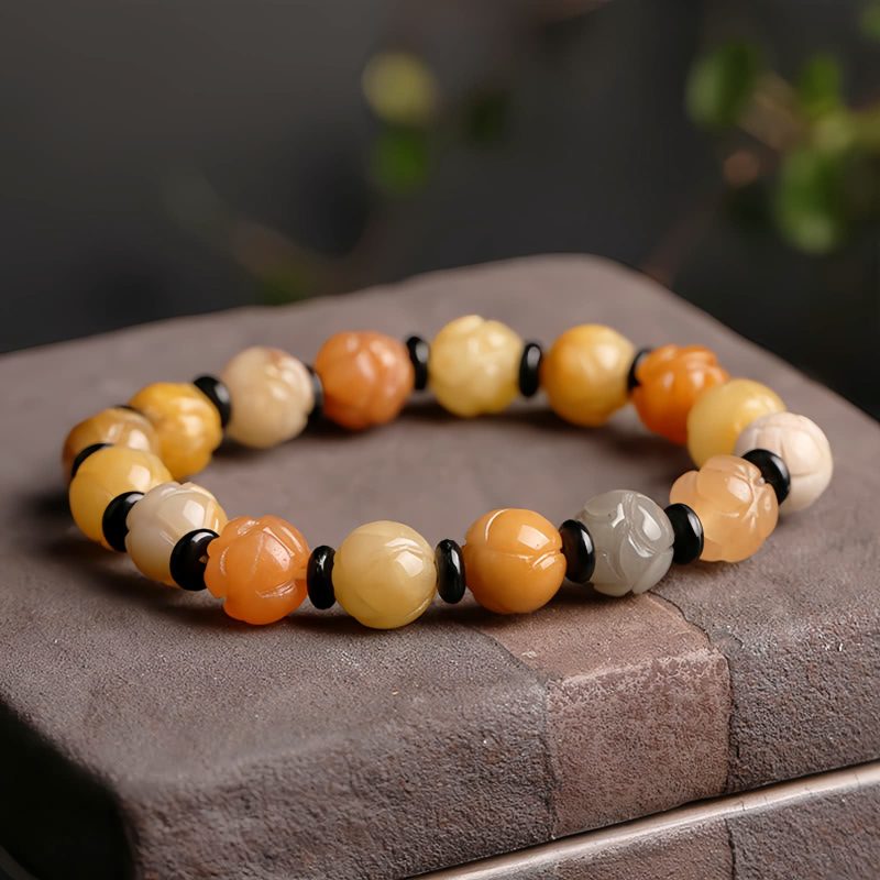 Pulsera de Loto en Jade Seda Dorada para la Prosperidad Golden Silk Jade Lotus Prosperity Bracelet