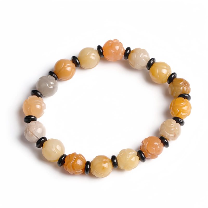 Pulsera de Loto en Jade Seda Dorada para la Prosperidad Golden Silk Jade Lotus Prosperity Bracelet