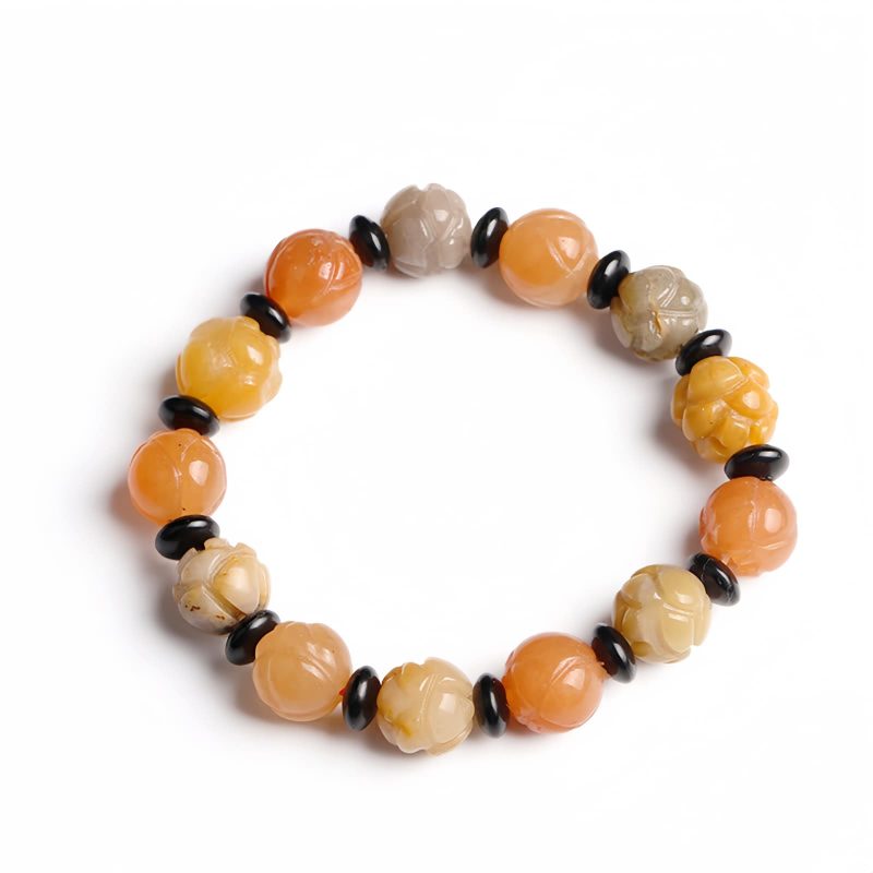 Pulsera de Loto en Jade Seda Dorada para la Prosperidad Golden Silk Jade Lotus Prosperity Bracelet