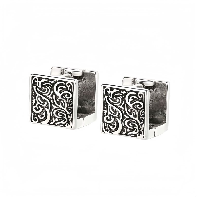 Grass Pattern Tibetan Copper Stud Earrings Grass Pattern Tibetan Copper Stud Earrings