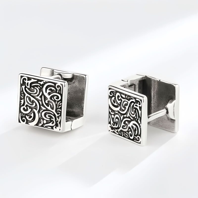 Grass Pattern Tibetan Copper Stud Earrings Grass Pattern Tibetan Copper Stud Earrings