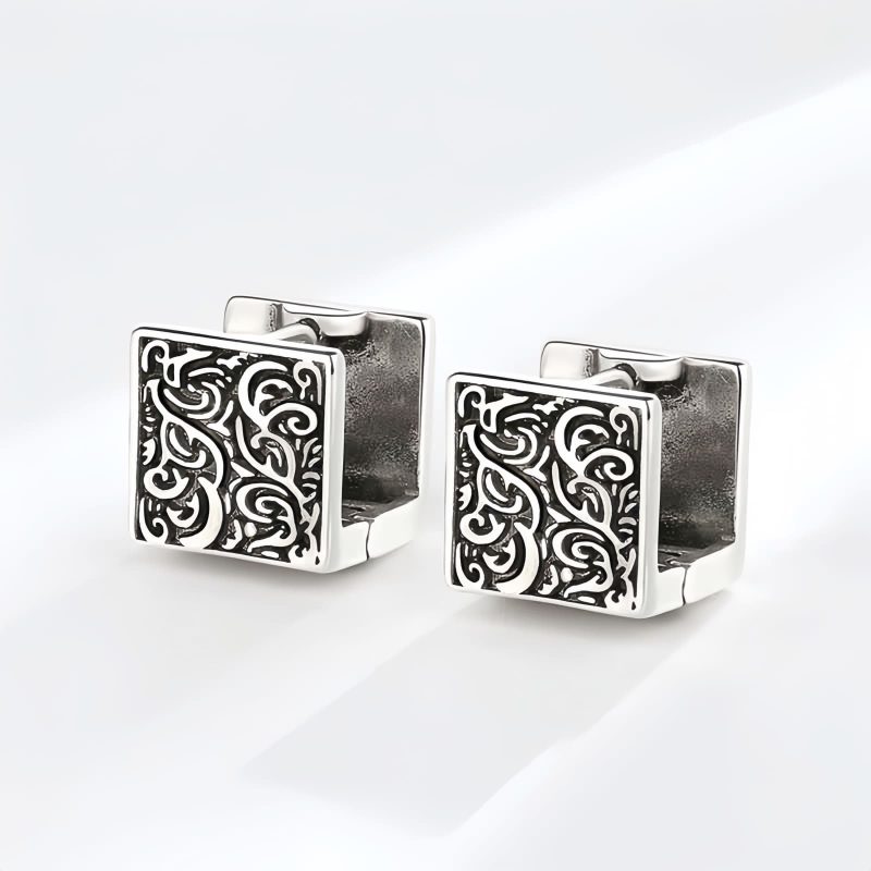 Grass Pattern Tibetan Copper Stud Earrings Grass Pattern Tibetan Copper Stud Earrings