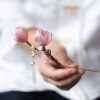 Handmade Mulberry Silk Purple Magnolia Brooch