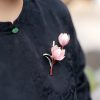 Handmade Mulberry Silk Purple Magnolia Brooch