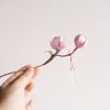 Handmade Mulberry Silk Purple Magnolia Brooch