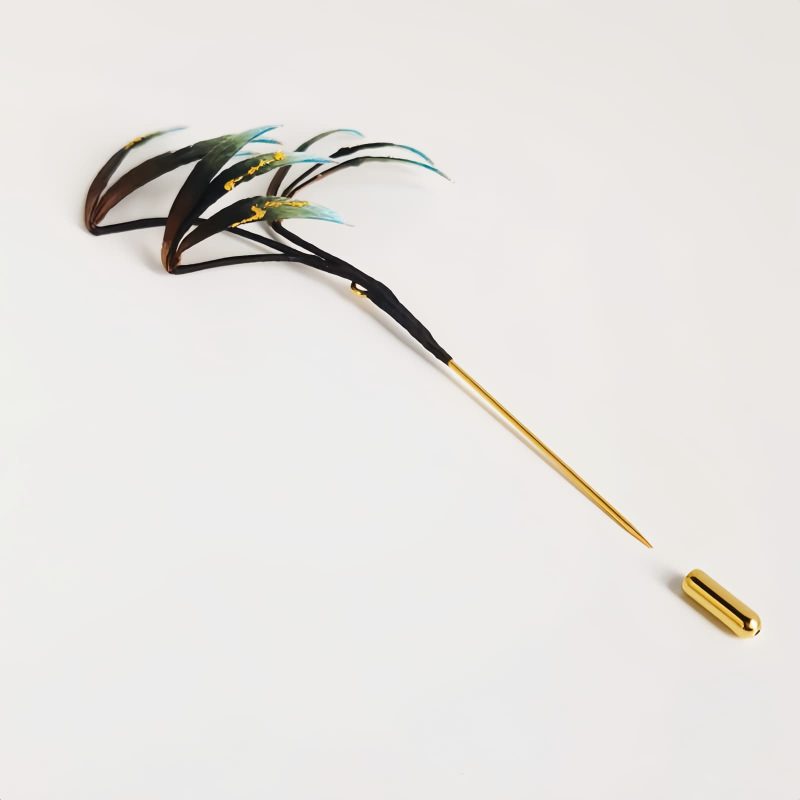 Handmade Mulberry Silk Flower Brooch with Bamboo Leaves Handmade Mulberry Silk Flower Brooch with Bamboo Leaves