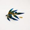 Mulberry Silk Velvet Flower Brooch with Green and Yellow Leaves Mulberry Silk Velvet Flower Brooch with Green and Yellow Leaves