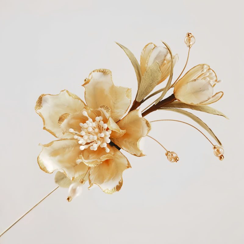 Mulberry Silk Handmade White Camellia Brooch Mulberry Silk Handmade White Camellia Brooch