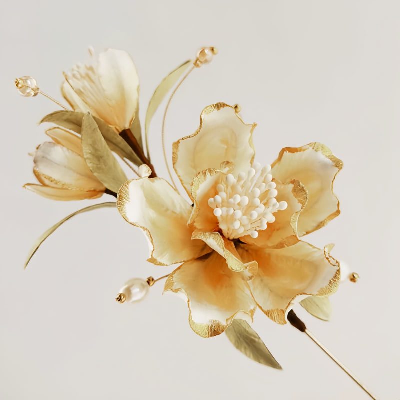 Mulberry Silk Handmade White Camellia Brooch Mulberry Silk Handmade White Camellia Brooch